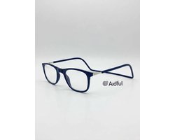Aidful® Pro - Magneetbril - Klikbril - Brede Glazen & Full Color Frame - Anti Blauw Licht - Blauw - Sterkte +1.5