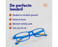 Amazotti Milano Leesbrillen +2.00 – Set van 5 – Trendy & Comfortabel – Italiaans Design – Lichtgewicht Kunststof – Dames & Heren – Lichtblauw – Leesbril met Sterkte