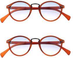 Amazotti Napoli Leesbrillen +1.50 - Leesbrillen op sterkte - Dames & Heren - Stijlvol Matte Look - Bruin Frame met Gekleurde Lenzen - Set van 2