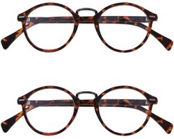 Amazotti Napoli Leesbrillen +2.00 - Leesbrillen op sterkte - Dames & Heren - Stijlvol Matte Look met bruin Frame - Set van 2