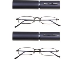 Amazotti Perozi sterkte +1.00 set van 2 frame gun metal, koker blauw