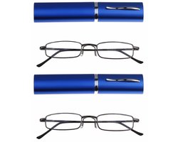 Amazotti Perozi sterkte +1.50 set van 2 frame gun metal, koker blauw