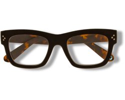 Ear2Ear leesbril York-02 zwart met tortoise poot +1.50 incl. opbergpouch en verpakking