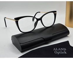 Elegante damesleesbril +1,5 / cat eye montuur, kleur zwart en goud, bril +1.5 / lunettes de lecture / Aland optiek / leesbrillen dames / VV5323