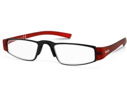 Leesbril Readr. LIMO – Kleur zwart/rood – Sterkte +2.50 – Model lookover - Lichtmetalen montuur– Unisex leesbril – Extra lange rubberized veren – Hoogwaardige kwaliteit – Geschikt voor dagelijks gebruik