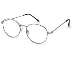 Leesbril Readr. OVAL met blauwlichtfilter – Sterkte +0.50 - Kleur Shiny Silver - lichtmetalen frame & flexveren - comfortabele pasvorm - inclusief etui & koordje
