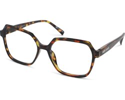 Leesbril Vista Bonita MIRA - Sterkte +0.50 - Kleur Havanna - Blauwlichtfilter – Unisex - Modern zeshoekig Design - Incl. etui en doekje