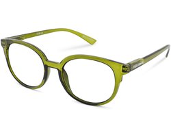 Leesbril Vista Bonita NOVA – Sterkte +1.50 - Kleur Army Green – Met blauwlichtfilter – Trendy unisex montuur van uitstekende kwaliteit – Geen vermoeide ogen meer – Lichtgewicht – Fijne pasvorm dankzij flexveren – Inclusief briletui en doekje