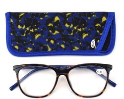 Lilly & June Trendy Lichtgewicht Leesbril Bruin-blauw gemelleerd, met blauwe scharnierende pootjes Sterkte +1.5