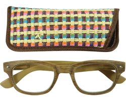 Lilly&June Leesbril Brushed Bruin +1 - Met Bijpassend Etui