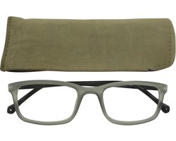 Lilly&June Leesbril Doorschijnend Taupe en Mat Zwart +2 - Met Bijpassend Etui