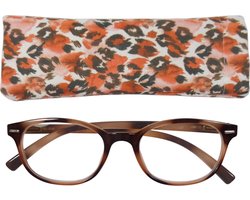 Lilly&June Leesbril Havana +1.5 - Met Dierenprint Etui