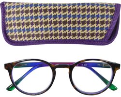 Lilly&June Leesbril Havana Multikleur +2 - Met Pied-de-poule Etui