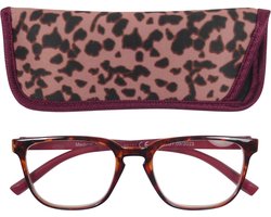 Lilly&June Leesbril Havana/Kersenrood +1.5 - Met Bijpassend Etui