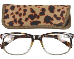 Lilly&June Leesbril Havana/Transparant met Metalen Scharnier +2 - Met Bijpassend Etui