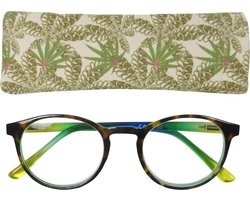 Lilly&June Leesbril Multikleur Doorzichtig +1 - Met Plantenmotief Etui