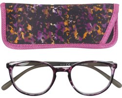 Lilly&June Leesbril Roze Havana met Grijze Pootjes +2.5 - Met Bijpassend Etui