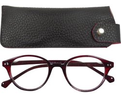 Lilly&June Leesbril Transparant Donker Rood +1.5 - Met Bijpassend Etui