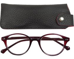 Lilly&June Leesbril Transparant Donker Rood +2.5 - Met Bijpassend Etui