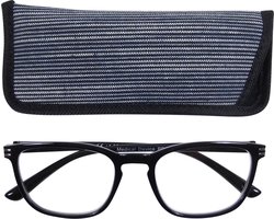 Lilly&June Leesbril Zwart +2 - Met Zwart Gestreept Etui