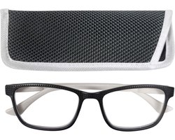 Lilly&june Leesbril Zwart en Wit met Dimples +2.5 - Met Bijpassend Etui