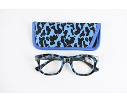 Lilly&June Trendy lichtgewicht Leesbril Blauw Zwart Dierenprint Sterkte +3