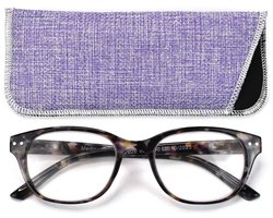 Lilly&June Trendy Lichtgewicht Leesbril Bruin gemelleerd met Lila accenten. Sterkte +1