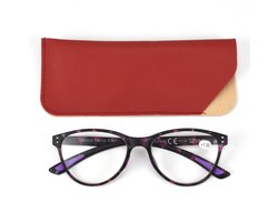 Lilly&June trendy lichtgewicht leesbril Gemeleerd havanna Cerise lila