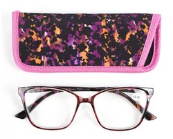 Lilly&June Trendy Lichtgewicht Leesbril Rood Bruin Fuchsia Lila gemelleerd Sterkte +1.5