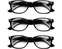 Melleson Eyewear leesbril zwart glans - 3 stuks