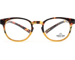 Montana MNR1B Leesbril met verlengde poot - Tortoise met Oranje +2.50 - Rond - Nek