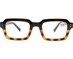 Montour Leesbril - DEAN - plus 1.00 - Vierkant Model - Zwart - Matt Print - Dames - Heren - Unisex