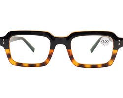Montour Leesbril - DEAN - plus 2.00 - Vierkant Model - Zwart - Matt Print - Dames - Heren - Unisex