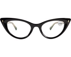 Montour Leesbril - LIV - plus 1.00 - Cateye Model - Zwart - Dames - Heren - Unisex
