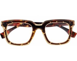 Noci Eyewear KCB027 leesbril Livia sterkte +4.00 Transparant beige - Tortoise - inclusief opbergpouch - Groot montuur