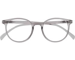 Noci Eyewear KCO026 leesbril Sally - sterkte +4.00 Transparant grijs - inclusief opbergpouch