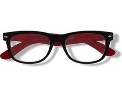 Noci Eyewear NCR013 leesbril +3.50 WF frame zwart met rood - rechthoekig
