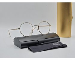 Unisex leesbril +2,0 met brillenkoker en doekje / ronde bril met sterkte / 013047 +2.0 leesbril / GOUD / veerscharnierende tempels / montuur van metaal / lunettes de lecture / Aland optiek / leesbrillen dames / bril heren