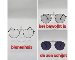 Unisex leesbril met meekleurende glazen +2,5 / photochromic reading glasses / sunreader 2405 / chameleon bril / fotochroome grijze lenzen +2.5 / bril met brillenkoker en microvezel doek / zonnebril / lunettes de soleil / Aland optiek