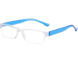 XYZ Eyewear Leesbril Blauw +2.00 - Dames - Heren - Leesbrillen - Trendy - Lees bril - Leesbril met sterkte - Voordeel - Randloos - Met sterkte +2.00