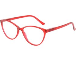 XYZ Eyewear Leesbril Rood +1.00 - Dames - Heren - Leesbrillen - Trendy - Lees bril - Leesbril met sterkte - Voordeel - Cateye - Met sterkte +1.00