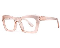 XYZ Eyewear Leesbril Roze +1.00 - Dames - Heren - Leesbrillen - Trendy - Lees bril - Leesbril met sterkte - Voordeel - Groot Montuur - Met sterkte +1.00