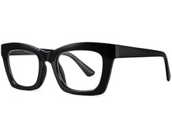 XYZ Eyewear Leesbril Zwart +2.50 - Dames - Heren - Leesbrillen - Trendy - Lees bril - Leesbril met sterkte - Voordeel - Groot Montuur - Met sterkte +2.50