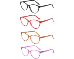 XYZ Eyewear Set van 4 Leesbrillen +1.00 - Dames - Heren - Leesbrillen - Trendy - Lees bril - Leesbril met sterkte - Voordeel - Cateye - Met sterkte +1.00