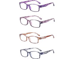 XYZ Eyewear Set van 4 Leesbrillen +3.50 - Dames - Heren - Leesbrillen - Trendy - Lees bril - Leesbril met sterkte - Voordeel - Dierenprint - Met sterkte +3.50