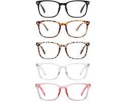 XYZ Eyewear Set van 5 Leesbrillen +1.50 - Dames - Heren - Leesbrillen - Trendy - Lees bril - Leesbril met sterkte - Voordeel - Stijlvol - Met sterkte +1.50