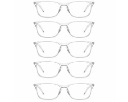 XYZ Eyewear Set van 5 Leesbrillen +2.00 - Dames - Heren - Leesbrillen - Trendy - Lees bril - Leesbril met sterkte - Voordeel - Stijvol - Transparant - Met sterkte +2.00