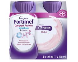 Fortimel Compact Protein Verfrissende Rode Vruchtensmaak Flessen 4x125 ml