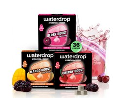 waterdrop® Energy Drink – Mango, kers & braambes – 36 bruistabletten voor water met smaak en natuurlijke cafeïne – Suikervrije met 90 mg cafeïne – Zonder suiker, weinig calorieën – meer energie