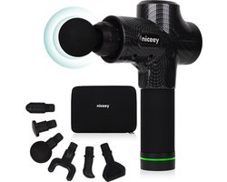 Niceey Massage Gun Pro - 30 Standen Draadloos - 6 Opzetstukken - Massage Apparaat Professioneel - Massage pistool - Fitness Spier Massage - Met Koffer - Zwart